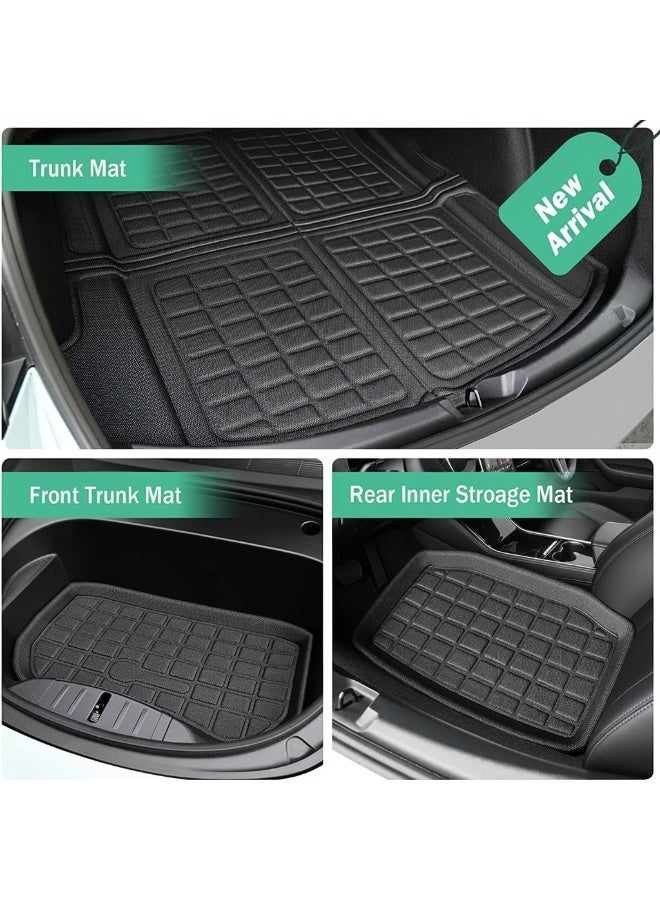 Dunekart Full Set Tesla Model 3 Floor Mats  with Durable XPE All-Weather Cargo Liner, Trunk, Front, Rear, and Frunk Mats for Complete Protection - Image 3
